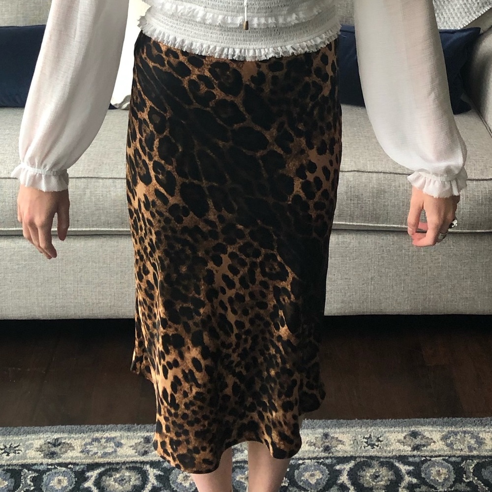 Cheetah print silk skirt